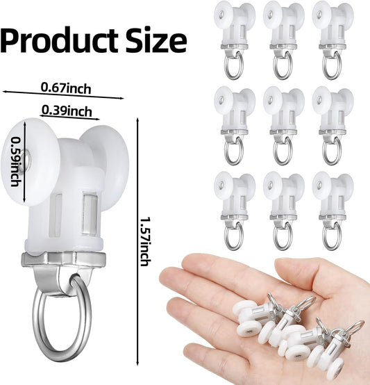 Curtain Track Roller Hooks Rail Pulleys Runners Plastic Ceiling Gliders Window Rod Dual Wheel Roller Carriers V1258-DP02-B-3060