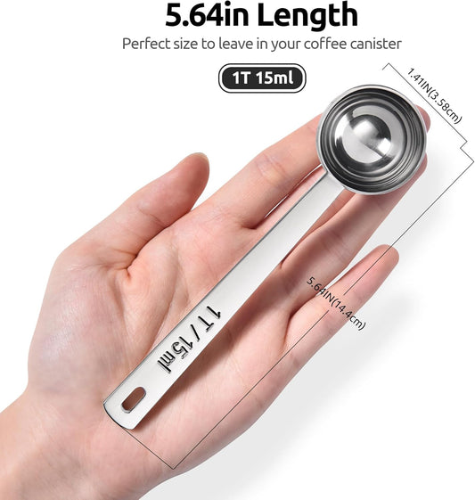 Coffee Scoop 1 Tablespoon: 18/8 Stainless Steel Measuring Scooper for Ground Coffee, Bean, Powder, Espresso, V1258-DP02-B-308
