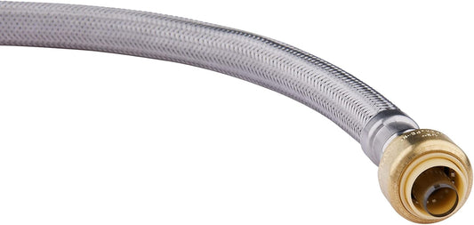 12-inch Length Flexible Connector Push-fit 1/2 inch x 3/4 inch FIP, Push-to-Connect Braided Stainless Steel V1258-DP02-B-3086