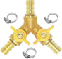 3 Way Shut Off Ball Valve, 3/8" Hose Barb 2 Switch Brass Y Shaped Valve V1258-DP02-B-3106