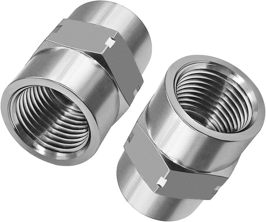 Stainless Steel Coupling Adapter 1/2" NPT Female x 1/2" NPT Female Hex Coupler Pipe Fitting for Air Water Gas V1258-DP02-B-3109