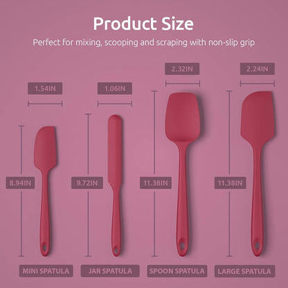 Silicone Spatula Set with 480 Degrees Fahrenheit Heat Resistant (Red) V1258-DP02-B-311