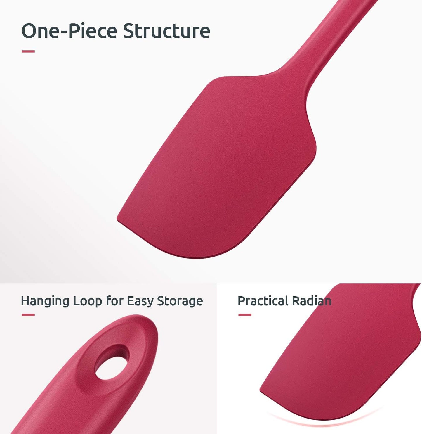 Silicone Spatula Set with 480 Degrees Fahrenheit Heat Resistant (Red) V1258-DP02-B-311
