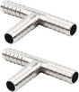 Stainless Steel 1/4" Hose Barb, 3 Way Tee T Shape Barbed Co2 Splitter Fitting (Pack of 2) V1258-DP02-B-3113