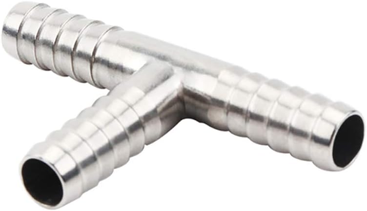Stainless Steel 1/4" Hose Barb, 3 Way Tee T Shape Barbed Co2 Splitter Fitting (Pack of 2) V1258-DP02-B-3113