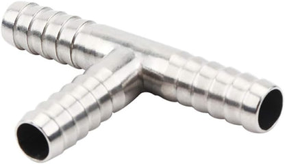 Stainless Steel 1/4" Hose Barb, 3 Way Tee T Shape Barbed Co2 Splitter Fitting (Pack of 2) V1258-DP02-B-3113