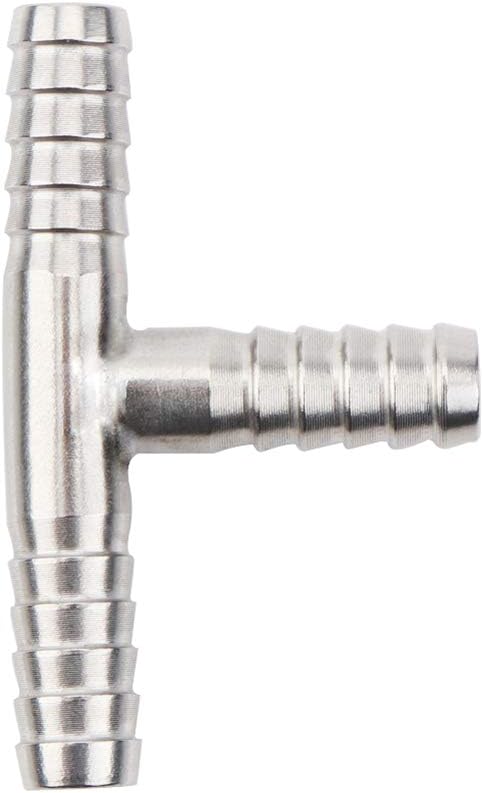 Stainless Steel 1/4" Hose Barb, 3 Way Tee T Shape Barbed Co2 Splitter Fitting (Pack of 2) V1258-DP02-B-3113