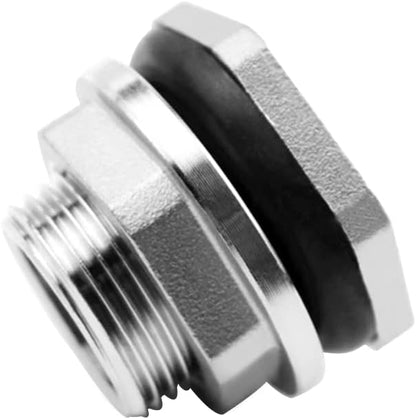 1" Female Bulkhead Water Tank Connector Stainless Steel Thru-bulk Fitting V1258-DP02-B-3114