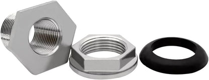 1" Female Bulkhead Water Tank Connector Stainless Steel Thru-bulk Fitting V1258-DP02-B-3114