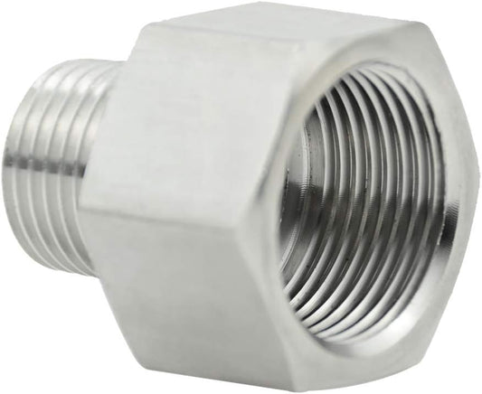 Stainless Steel Garden Hose Adapter, 3/4" GHT Female x 1/2" NPT Male Connector V1258-DP02-B-3118