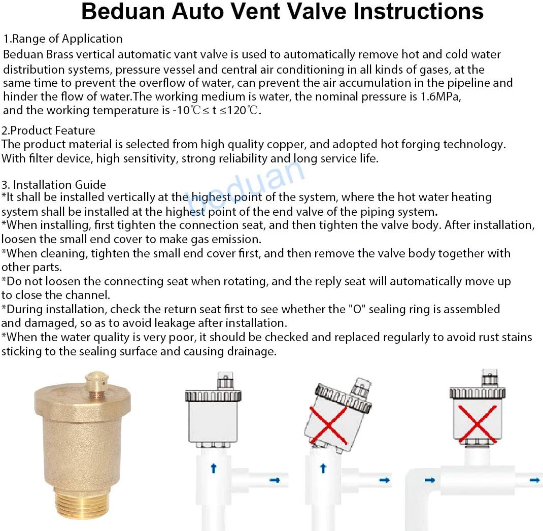 Brass 10500-VE Automatic Float Valve, 3/4" Male Thread Air Release Valve Air Bleeder Valve Vent Valve V1258-DP02-B-3120
