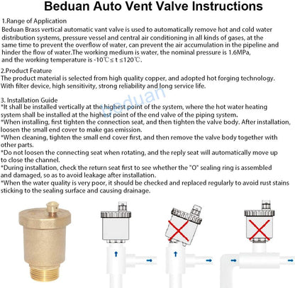Brass 10500-VE Automatic Float Valve, 3/4" Male Thread Air Release Valve Air Bleeder Valve Vent Valve V1258-DP02-B-3120