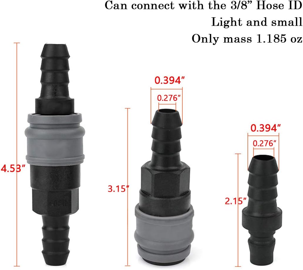 Quick Disconnect Set, Air Hose Fitting Quick Connect Coupler, 3/8" Barb Hose, Air Compressor Accessories V1258-DP02-B-3121