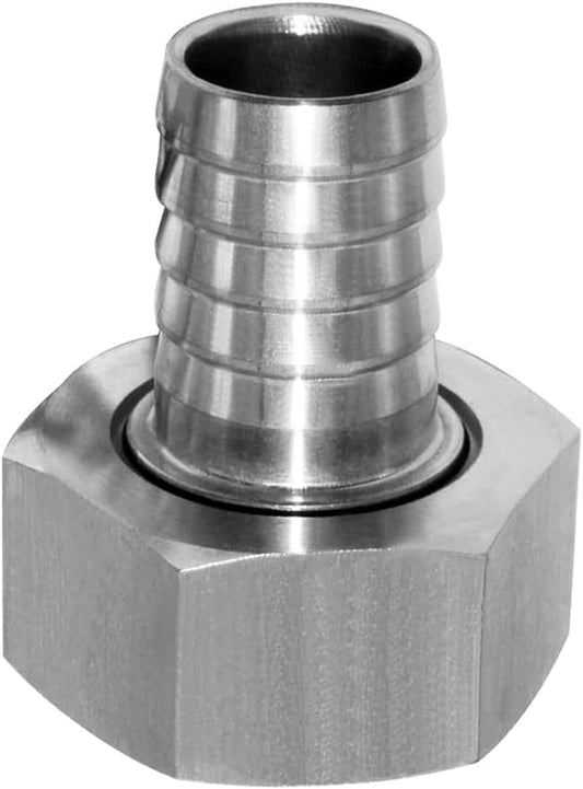 Stainless Steel Garden Hose Swivel Fitting 3/4" Barb x 3/4" GHT Female Threaded Adapter Connector Garden Hose V1258-DP02-B-3125