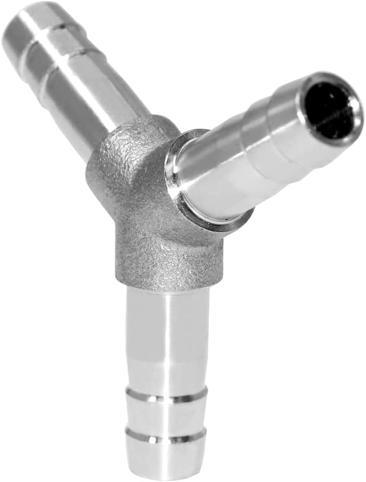 Stainless Steel 1/4" Hose Barb 3 Way Y Shaped Union Home Brew Fitting V1258-DP02-B-3140