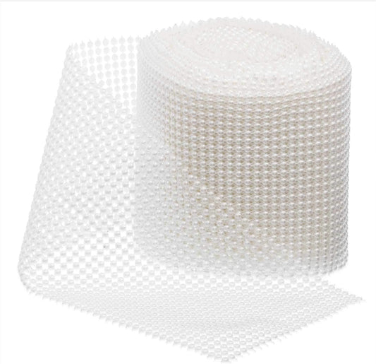 Pearl Bling Wrap Ribbon for Wedding Cake, Party, Holiday & Home Decoration, 10 Yards - White V1258-DP02-B-315