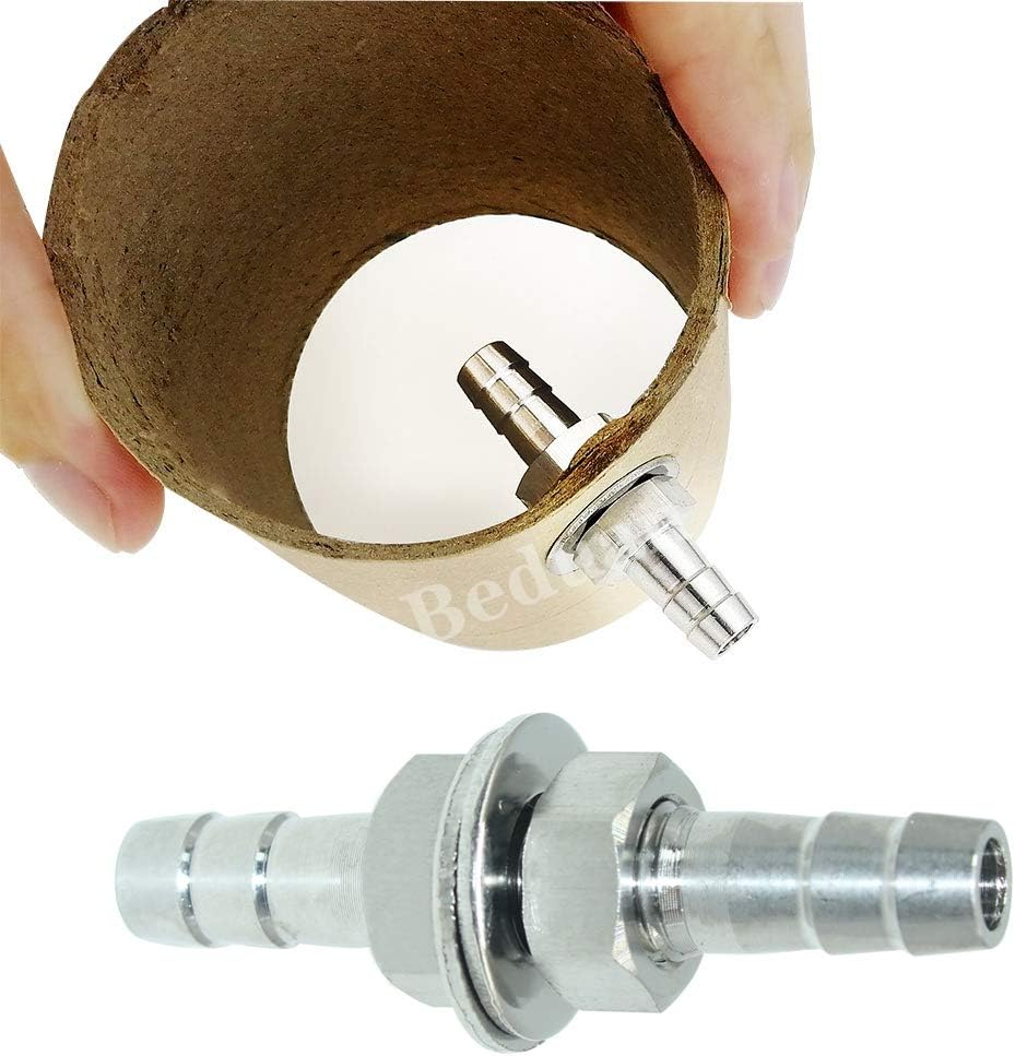 3/8" Hose Barb Thru-Bulk Bulkhead Straight Hex Union Stainless Steel Fitting V1258-DP02-B-3160