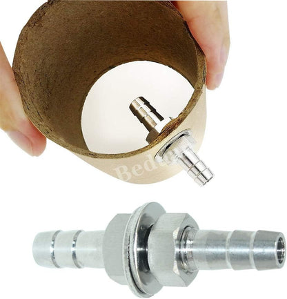 3/8" Hose Barb Thru-Bulk Bulkhead Straight Hex Union Stainless Steel Fitting V1258-DP02-B-3160