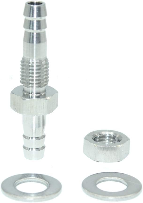 3/8" Hose Barb Thru-Bulk Bulkhead Straight Hex Union Stainless Steel Fitting V1258-DP02-B-3160