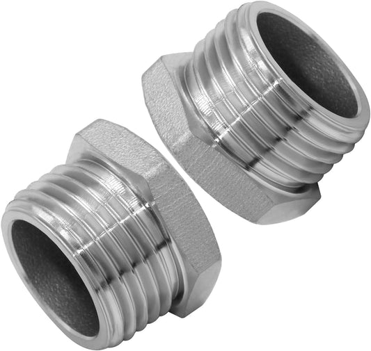 Stainless Garden Hose Plugs 3/4" GHT Male Thread 304 Stainless Steel End Cap (Pack of 2) V1258-DP02-B-3168