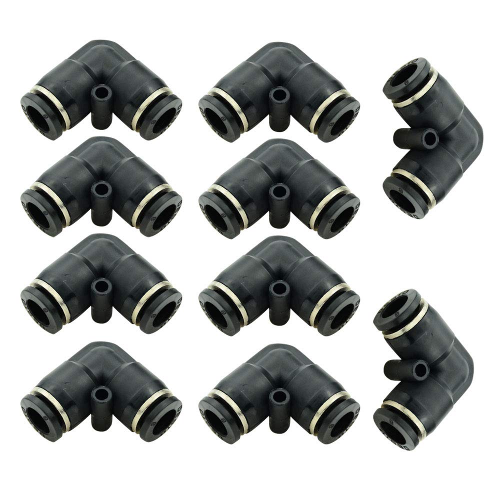 Push to Connect Fitting Elbow, 8mm x 8mm Tube OD Pneumatic 90 degrees Degree Adapter Push in Fitting for Air V1258-DP02-B-3174