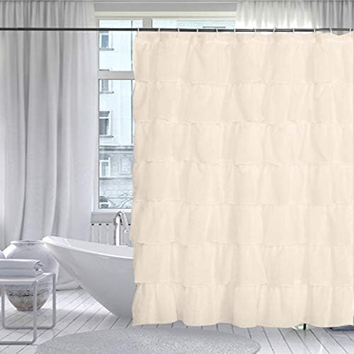 Gypsy Ruffled Shower Curtain, 100% Polyester Fabric Bathroom Drapes - Housewarming Gift - 70 Inch Wide by 72 V1258-DP02-B-318