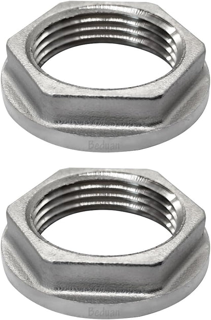 Stainless Steel 3/4 NPS Female Threaded Hex Lock Nuts Flange Gasket for Pipe Connection Bulkhead Fitting V1258-DP02-B-3182