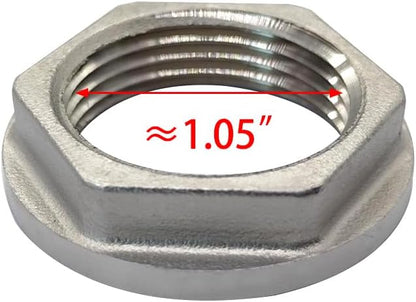 Stainless Steel 3/4 NPS Female Threaded Hex Lock Nuts Flange Gasket for Pipe Connection Bulkhead Fitting V1258-DP02-B-3182