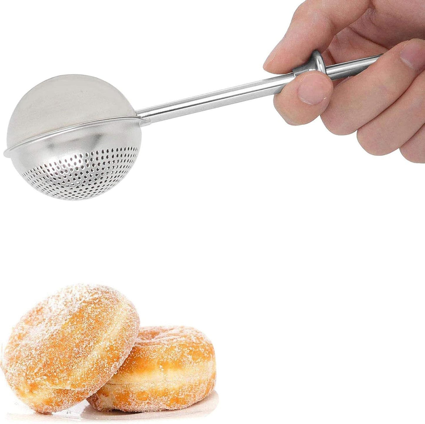 Flour Duster for Baking, One-Handed Operation, 304 Stainless Steel Powdered Sugar Shaker Duster, Pick Up and V1258-DP02-B-319