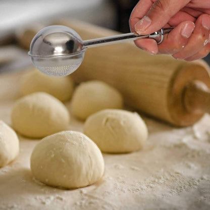 Flour Duster for Baking, One-Handed Operation, 304 Stainless Steel Powdered Sugar Shaker Duster, Pick Up and V1258-DP02-B-319
