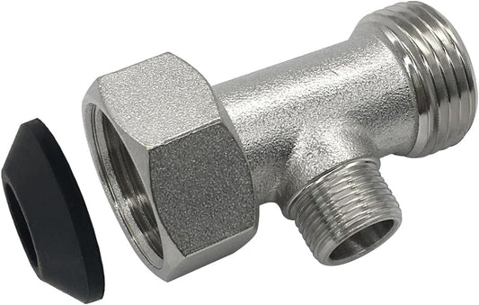 Bidet T Adapter Tee Valve for Bidet(7/8 ballcock to 7/8 ballcock to 3/8 compression threaded) 3 Way Connector V1258-DP02-B-3195