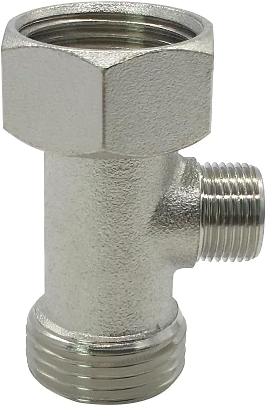 Bidet T Adapter Tee Valve for Bidet(7/8 ballcock to 7/8 ballcock to 3/8 compression threaded) 3 Way Connector V1258-DP02-B-3195
