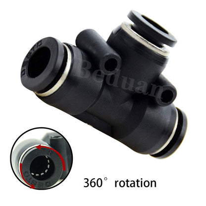 Push to Connect Air Fitting, 12mm Tube OD Pneumatic Tee Union Fitting Push Lock(Pack of 10) V1258-DP02-B-3205