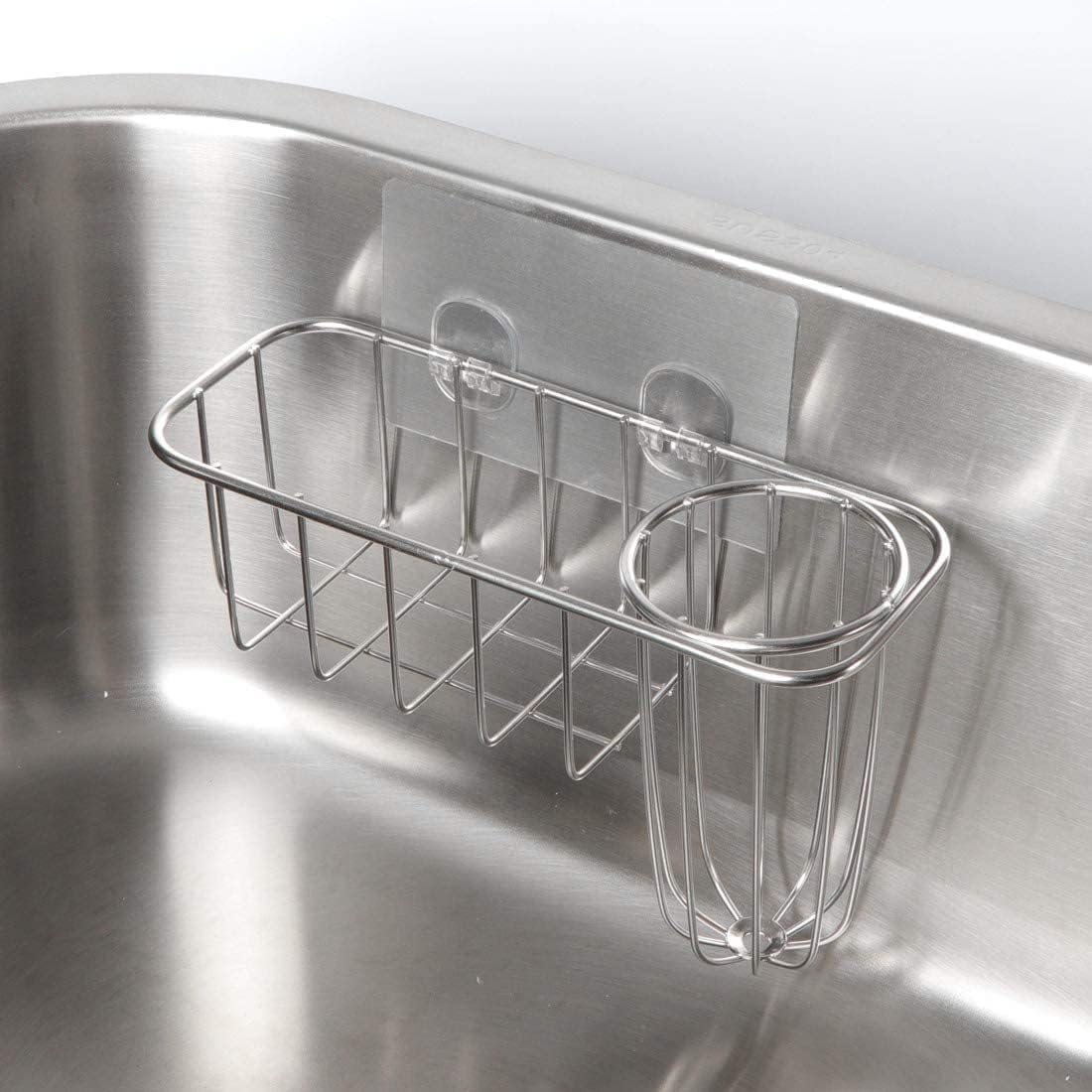 3-in-1 Sponge Holder for Kitchen Sink with Dish Brush Holder, Stainless Steel Caddy for Soap, Scrubber, No V1258-DP02-B-322