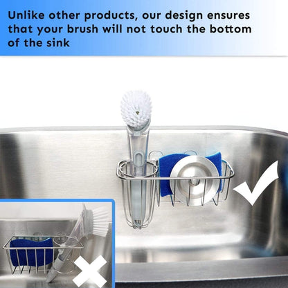 3-in-1 Sponge Holder for Kitchen Sink with Dish Brush Holder, Stainless Steel Caddy for Soap, Scrubber, No V1258-DP02-B-322