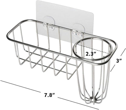 3-in-1 Sponge Holder for Kitchen Sink with Dish Brush Holder, Stainless Steel Caddy for Soap, Scrubber, No V1258-DP02-B-322
