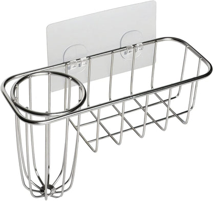 3-in-1 Sponge Holder for Kitchen Sink with Dish Brush Holder, Stainless Steel Caddy for Soap, Scrubber, No V1258-DP02-B-322