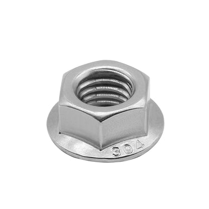 M5*0.8 Serrated Flange Hex Lock Nuts 304 Stainless Steel 18-8 Bright Finish (100PCS) V1258-DP02-B-3225