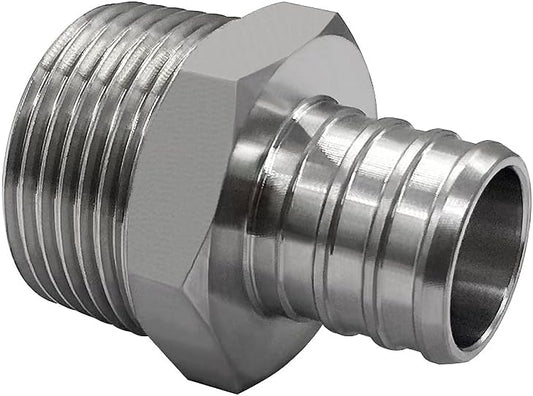 Stainless Steel PEX Garden Hose Adapter Fitting 3/4" PEX Barb to 3/4" GHT Male Connector for Outdoor Garden V1258-DP02-B-3229