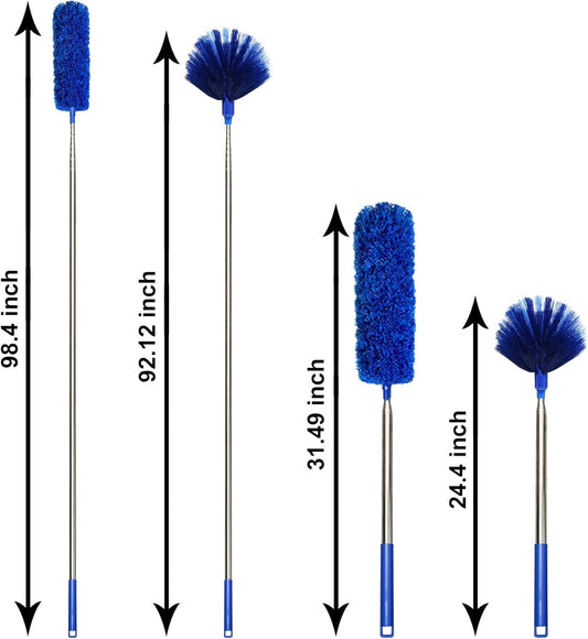 Cobweb Dusters with Extension Pole 100-inch, Spider Web Brush & Ceiling Cleaning Kit, Washable Cleaning V1258-DP02-B-323