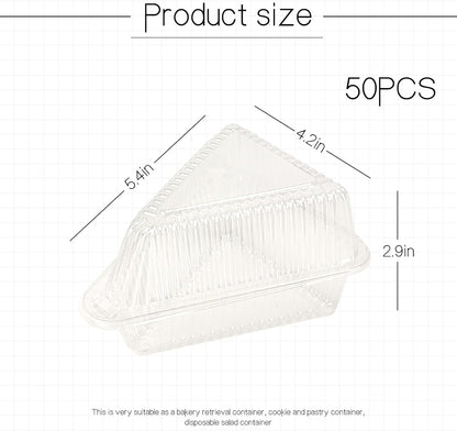 Thickened Extra Large 50Pcs Cake Slice Containers,4.4 Inch Pie Slice Containers For 6"-8" Diameter Cake or V1258-DP02-B-3236