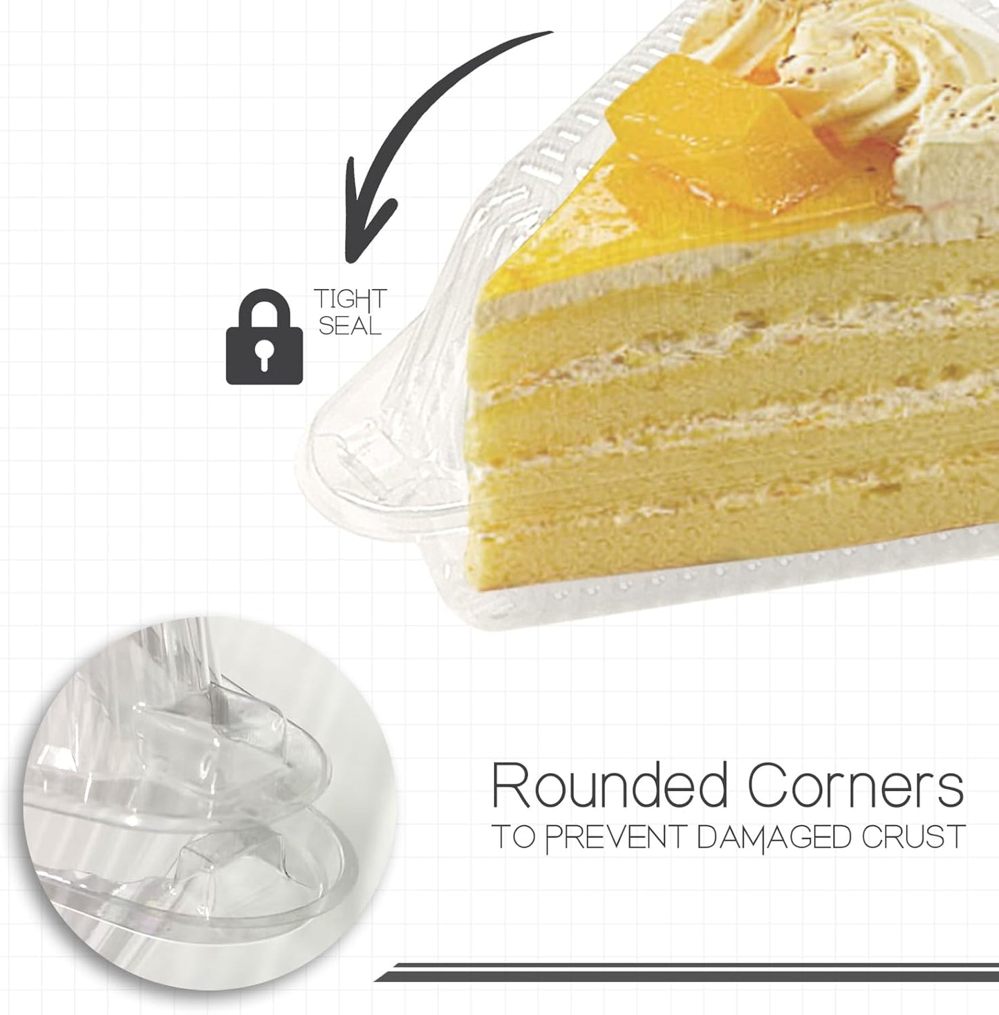 Thickened Extra Large 50Pcs Cake Slice Containers,4.4 Inch Pie Slice Containers For 6"-8" Diameter Cake or V1258-DP02-B-3236
