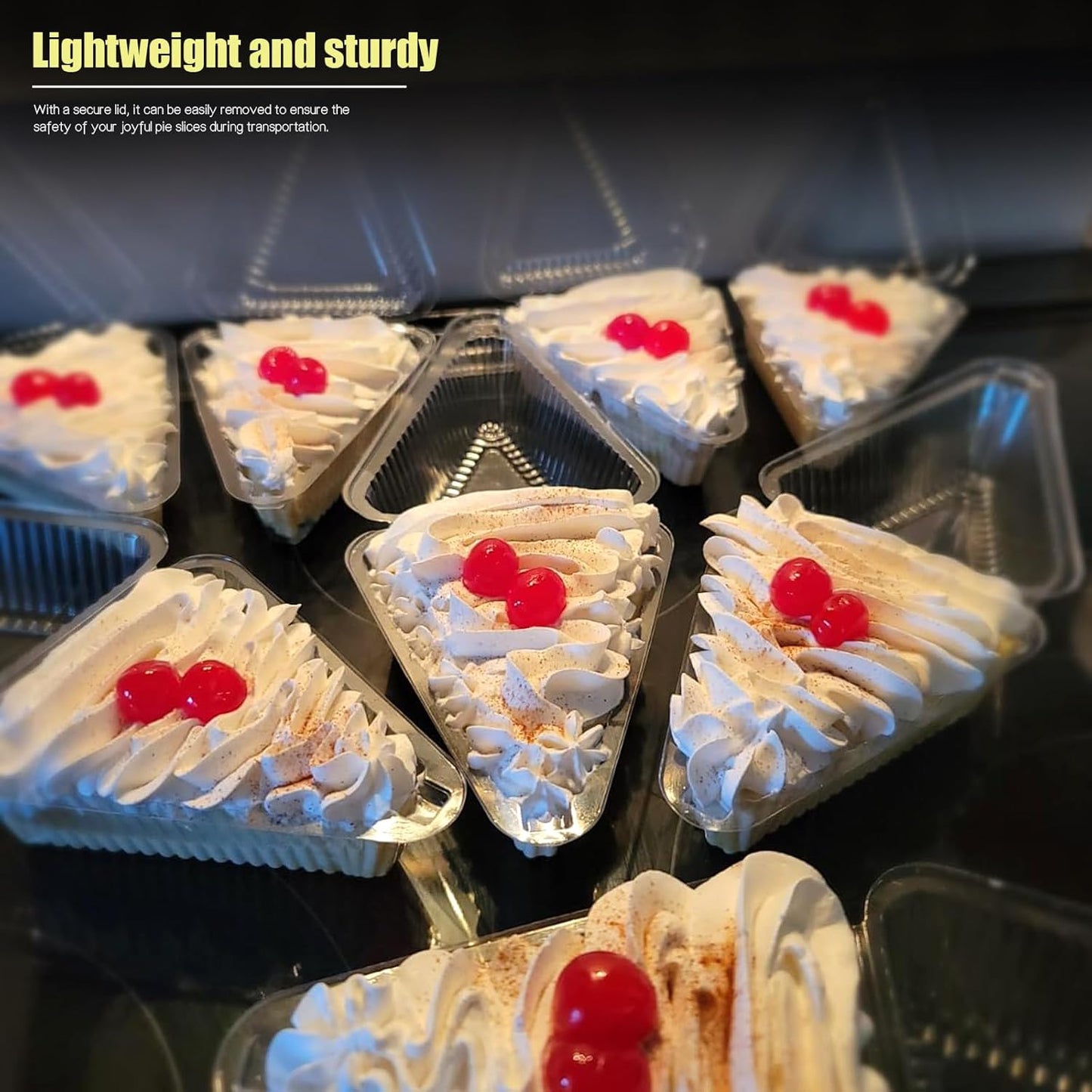 Thickened Extra Large 50Pcs Cake Slice Containers,4.4 Inch Pie Slice Containers For 6"-8" Diameter Cake or V1258-DP02-B-3236