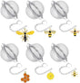 6Pcs Stainless Steel Mesh Tea Infuser, 2.1 inch Tea Strainer with Honey Bee Set Pendant, Tea Ball Tea V1258-DP02-B-3239