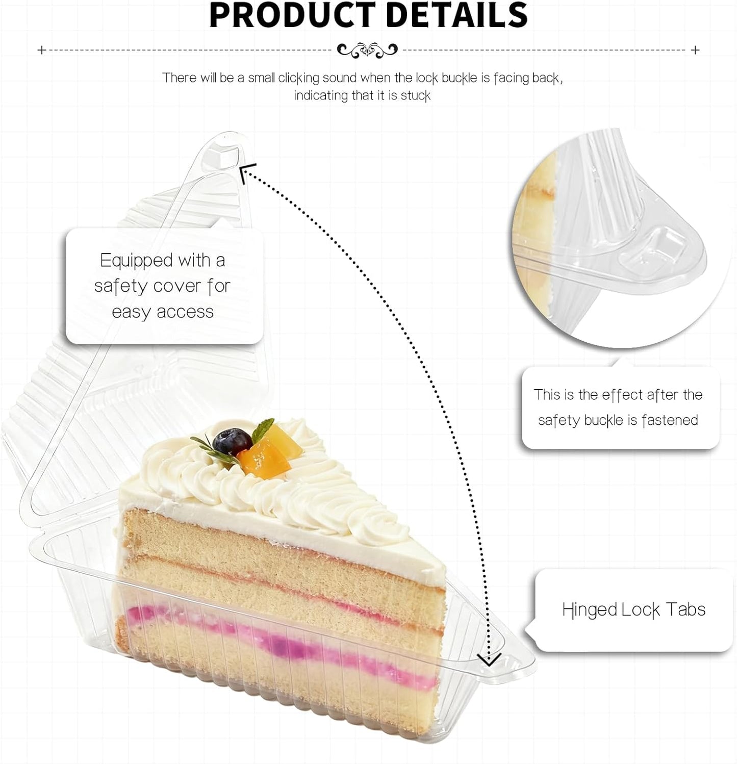 100Pcs Cake Slice Containers,Pie Slice Containers for 6"-8" Diameter Cake or Pie Slices,Individual Cheesecake V1258-DP02-B-3240