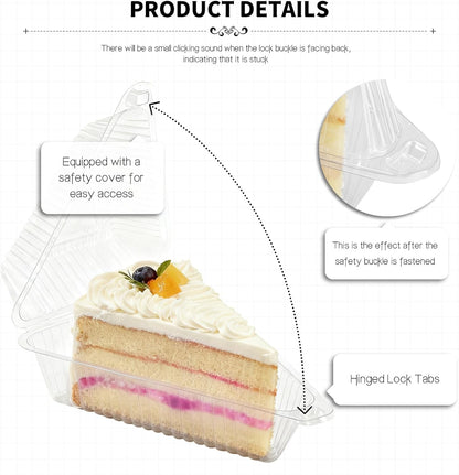 100Pcs Cake Slice Containers,Pie Slice Containers for 6"-8" Diameter Cake or Pie Slices,Individual Cheesecake V1258-DP02-B-3240