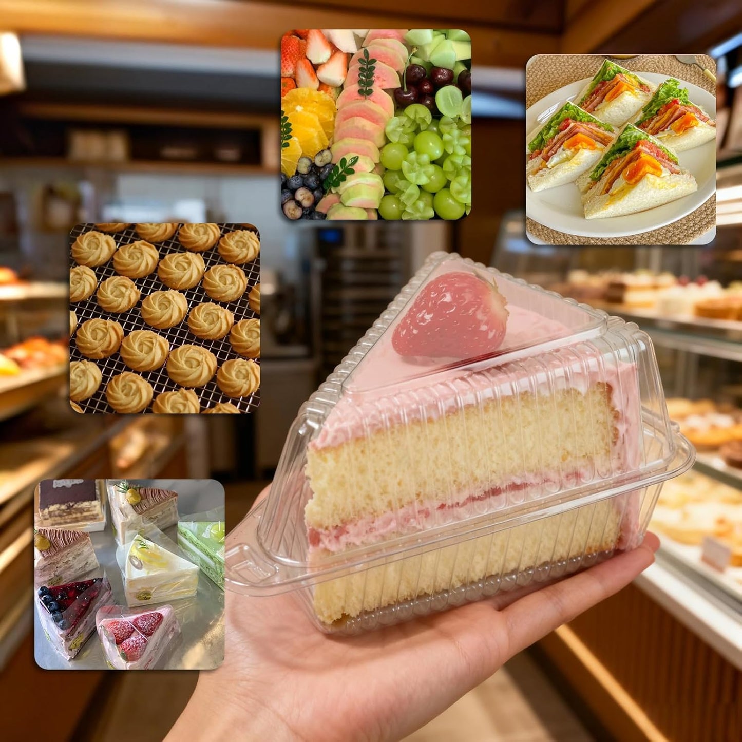 100Pcs Cake Slice Containers,Pie Slice Containers for 6"-8" Diameter Cake or Pie Slices,Individual Cheesecake V1258-DP02-B-3240