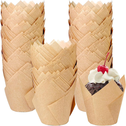 250Pcs Tulip Cupcake Liners,Parchment Paper Cupcake Liners,Muffin Liner for Baking in Standard Size,Cupcake V1258-DP02-B-3244