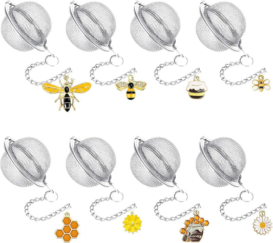 8Pcs Tea Ball,2.1 inch Tea Infuser for Loose Leaf Tea,Teas Strainer with Honey Bee Set Pendant,Loose Leaf V1258-DP02-B-3246