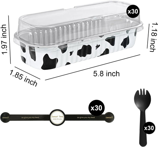 30Pcs Mini Loaf Pans with Lids,Mini Cake Pans with Lids and Spoons,Mini Aluminum Pans with Lids,Small Cake V1258-DP02-B-3248